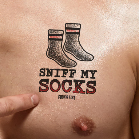 Tijdelijke tatoeage 'Sniff my Socks' 9 x 7 cm