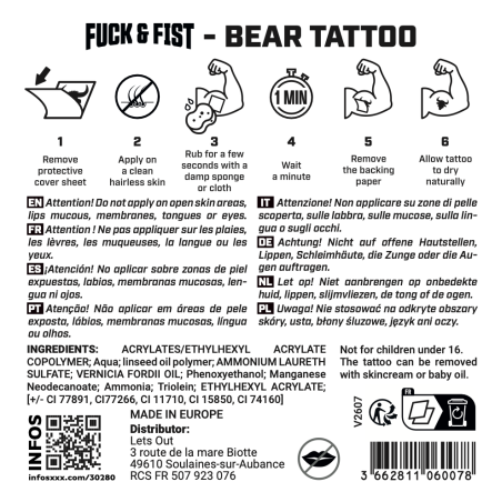 Tatuagem temporária «Bear», 9 x 6 cm