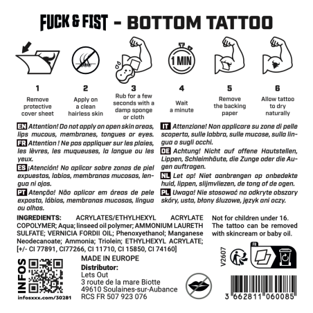 Bottom Temporary Tattoo, 9 x 8.5 cm