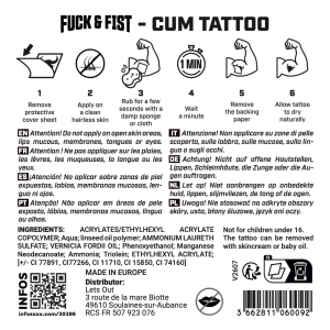 Temporäres Tattoo „Cum in Me“, 9 x 8,5 cm