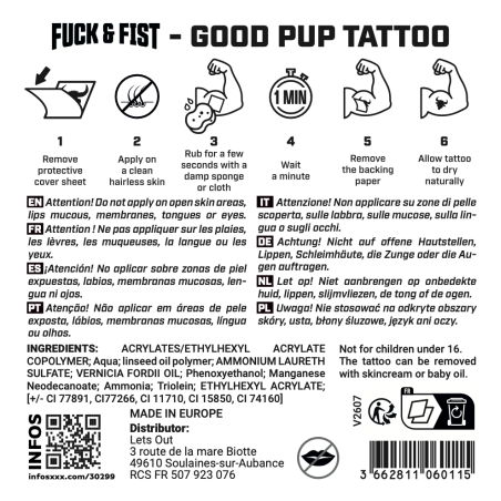 Tatuaggio temporaneo Good Pup 9 x 5,5 cm
