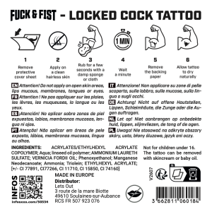 Tatuaggio temporaneo Locked Cock 9 x 6,5 cm