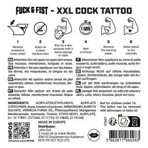 Tatuaje temporal XXL «Cock» de 9 x 5 cm