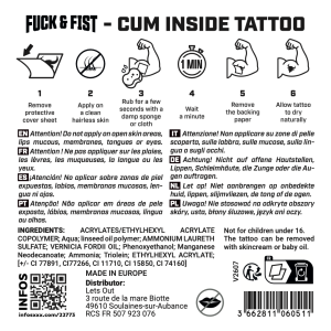 Tatuagem temporária «Cum Inside» 8,5 x 7 cm